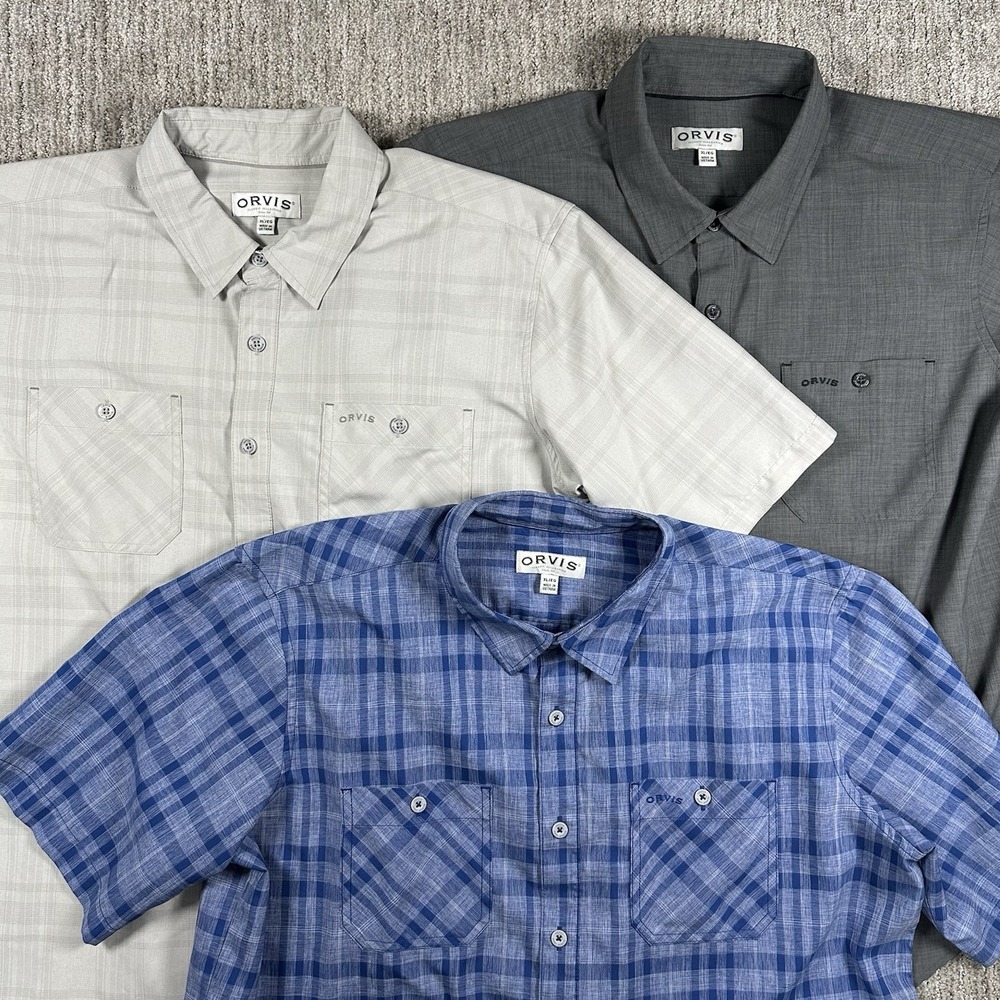 Lot of 3 Orvis Classic Collection Button-Up Short-Sleeve‎ Shirts - Size XL - EUC